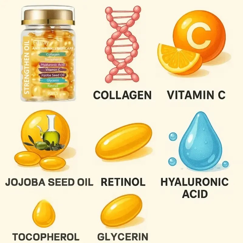 Cápsulas Faciales Antiedad Con Colágeno Y Retinol X90 Todo Tipo