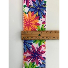 Decorative Ribbon Multicolor Flowers Ribbon, 2 1/2" Wide, Wired Edge, 5 YARDS