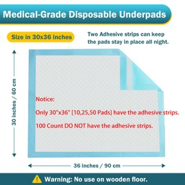 SOFYFINE Bed Pads with Adhesive Strip 30"x36" Thicken Elderly Adults Incontinence Underpads Disposable,Heavy Duty Absorbent Chucks Waterproof,XL Extra Large Puppy Pee Training Pad[10 Pads]