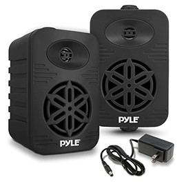 Bluetooth Indoor Outdoor Speakers Pair - 300 Watt Dual Waterproof 4â 2-Way Full Range Speaker System W/ 1/2â High Compliance Polymer Tweeter - Home, Boat, Marine, Deck, Patio, Poolside - PDWRBT46BK