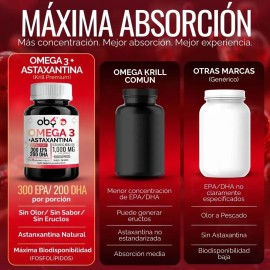 Aceite de Krill Ultra Puro con Astaxantina  Omega 3 EPA y DHA  Fosfolipidos Alta Concentración y Absorción  Oby Vitaminas Mujer Hombre Omega Tres...  