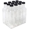 nicebottles Clear Glass Quadra Bottles, 250ml, Black Caps (8.5 Fl