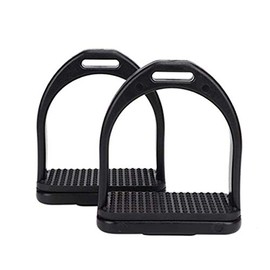 2PCS Stirrups for Lightweight Safety Horse Saddle English Riding Black Horse Stirrup，9cm*9.6 cm(For children)