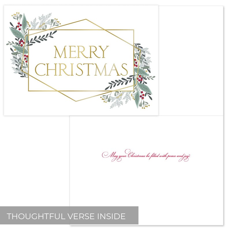 Masterpiece Gold Foil Frames Merry Christmas Cards / 15 Boxed