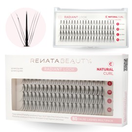 Renata Beauty 10D Radiant Look [C Curl] Individual False Eyelashes - Fake Lash Cluster Individual Eyelash Clusters - Natural-Looking Faux Lashes - in Lengths 10-13 mm - Set of 80 Pieces
