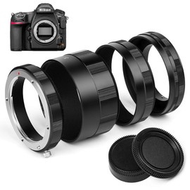 Fotover Macro Extension Tube Macro Extension Tube Metal Mount Ring for Nikon AI F Mount Cameras with Body Rear Lens Cap