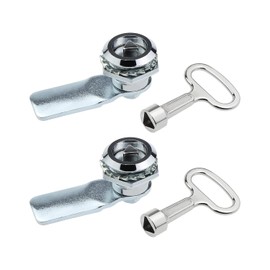 Create idea 2 piezas Cerradura de leva con llave de cubo triangular, rotación de 90 grados, aleación de zinc chapada en cromo para asegurar puertas de gabinetes y buzones