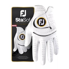 FootJoy FJ StaSof Medium Large White Golf Glove Advanced Performance Leather Grip
