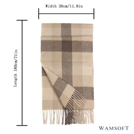 WAMSOFT Wool Winter Plaid Scarf for Men Tartan Women Fashion Thick Scarf Soft Warm Checkered Striped Classic Scarves