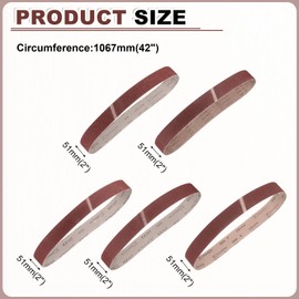 HARFINGTON 2 x 42 Inch Sanding Belts, 5 Pcs 60/80/120/240/400 Grits Aluminum Oxide Belt Sander Abrasive File Belt for Woodworking, Metal Polishing, Knife Sharpener