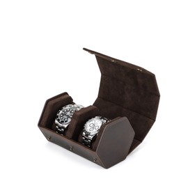 Hiram Watch Travel Case Genuine Leather Hexagon 2 Watch Roll Case Watches Protective Storage Organizer Box