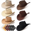 Zhanmai 12 Pieces Cowboy Hats and Bandanas Bulk Western Cowboy