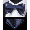 HISDERN Bow Ties for Men Navy Blue Self Bowties Square