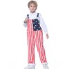 Yuanbang American Flag Overalls Pants Adjustable Straps Mens Red White