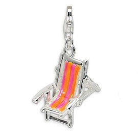 Amore LaVita Sterling Silver 3-D Enamel Beach Chair with Lobster Clasp Charm