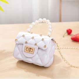 Toddler Purses for Little Girls,Crossbody Cute Princess Handbags Shoulder Bag for Toddler Little Girl (White with Rivet)