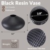 Black Vase 12" Wide Oval Shaped with Fishnet Textured -