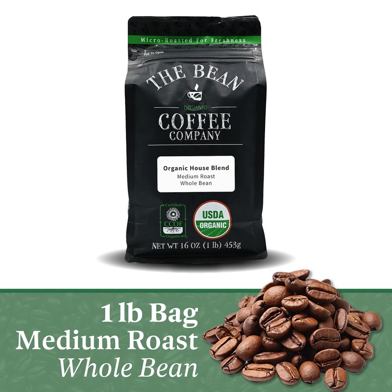 The Bean Organic Coffee Company House Blend, Medium Roast, Whole