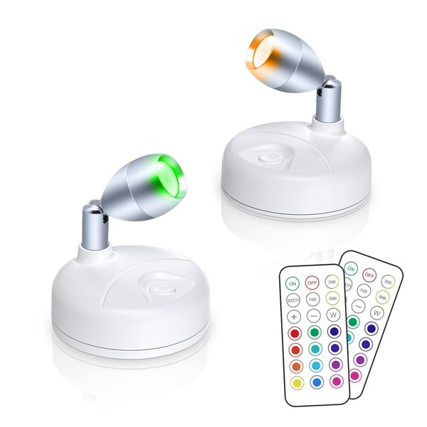 HFCDL Small Spotlight Battery Operated Accent Light with Remote, RGB