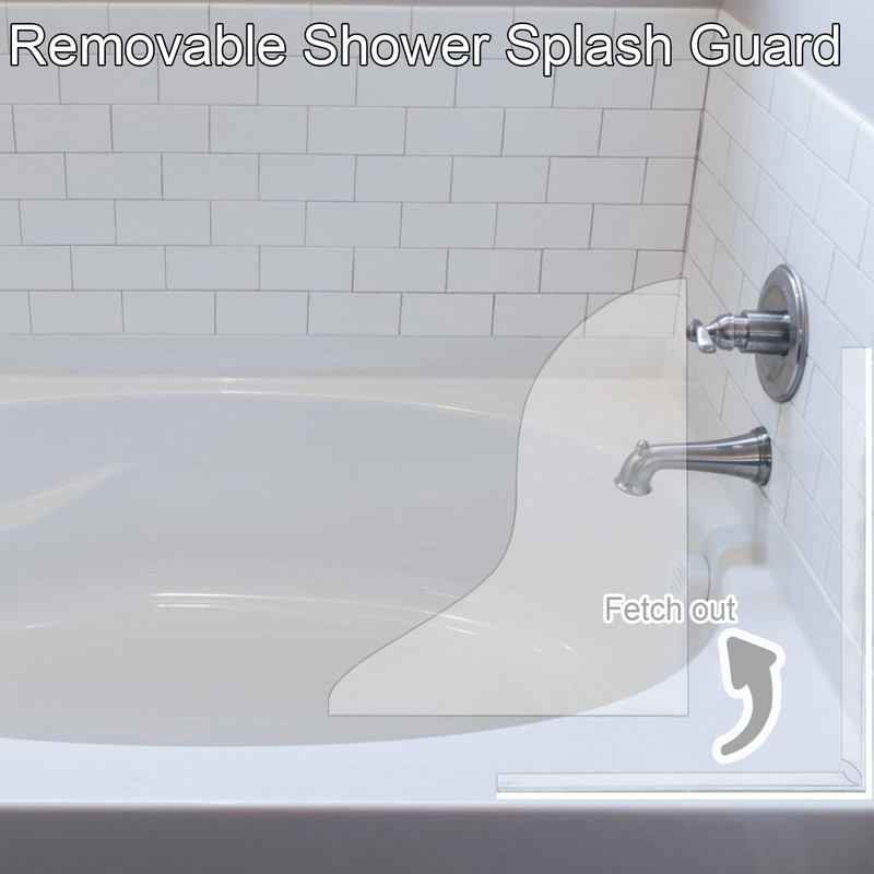 CENTOLLA Bathtub Splash Guard,Clear Shower Splash Guard with Nano Strip,Removable