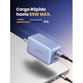 UGREEN Nexode 65W Cargador USB Tipo C GAN con 3 Puertos