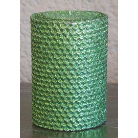 50 Hour-4 Inch Natural Beeswax Hybrid Pillar Glitter Candle, Emerald Green