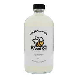Bees&Coconuts All-Natural Wood Cutting Board Oil 16oz | Made with Fractionated Coconut Oil Infused with Beeswax | Food Grade | Butcher Blocks, Bamboo, Teak, & Wooden Utensils | Brewed in the USA