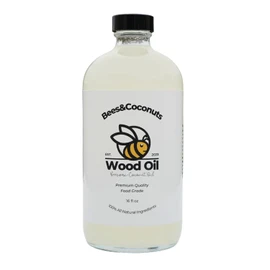 Bees&Coconuts All-Natural Wood Cutting Board Oil 16oz | Made with Fractionated Coconut Oil Infused with Beeswax | Food Grade | Butcher Blocks, Bamboo, Teak, & Wooden Utensils | Brewed in the USA