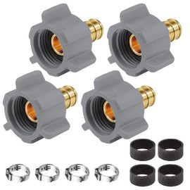 WiseWater 1/2“ PEX Faucet Connector, 4 PCS 1/2” PEX Barb x 1/2” FNPT Swivel Adapter RV Pex Fittings, Pex Fittings 1/2 Inch Brass Faucet PEX Connector with Stainless Steel Clamp and Copper Crimp Rings