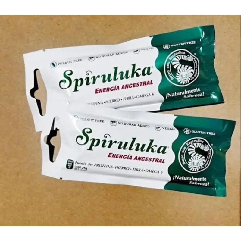 20 Spiruluka En Barra De Spirulina Orgánica , Coco Y