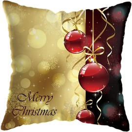 eBoutik - Set of 4 Christmas 2023 Cushion Covers - Festive Pillow Designs For Sofa & Beds - Decorative Accessories - Black and Gold Festive Images