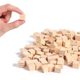 Wooden Cubes, 1/2 inch Small Wood Blocks, 150PCS Unfinished Craft Square Blocks for Crafts, Alphabet Blocks, Number Cubes or Puzzles Making