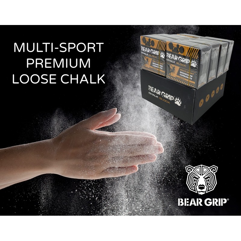 BEAR GRIP Multi-Sports Chalk Block - 56g for Weightlifting, Climbing,