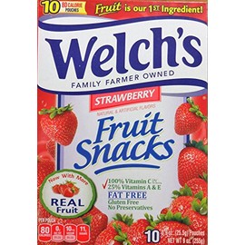 Welch's Strawberry Flavor Fruit Snacks, 10 Pouches (2 packs)
