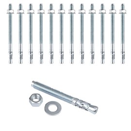 Bolt Anchor, Heavy Duty Dowels, Metal Heavy Duty Anchor, M10, Galvanised Concrete Anchor, Anchor Screws Made of Galvanised Steel for Railings, Windows, Curtain Walls, Machines, Beams - Pack of 12 M10