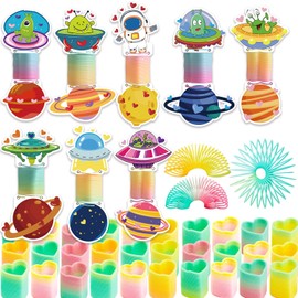 YIYEE 32 PACK Valentines Day Cards for Kids with Rainbow Springs, Stress Relief Coil Springs Toys 8 Designs Valentines Day Cards for Kids School Exchange Party Favors