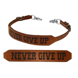 Showman Products Western Leather "NEVER GIVE UP" Wither Strap for Horse Breast Collar