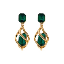 QKEPCY Earrings Hanging Fashion Jewellery Emerald Drop Hoop Hypoallergenic Earring Dupes for Girls Women Gifts, Alloy Steel