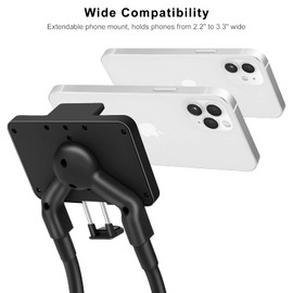 B-Land - Soporte de teléfono para cama, cuello de cisne para teléfono celular, soporte universal para teléfono celular con control remoto para tomar videos y fotos grupales (negro)