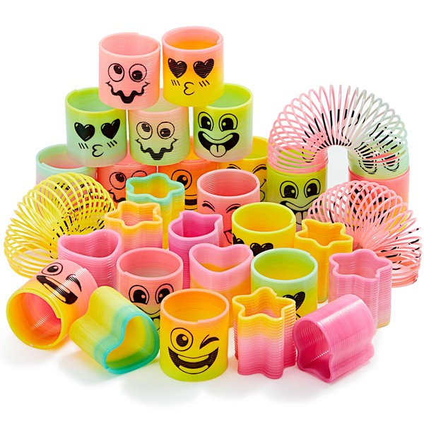 JOYIN 30 Pcs Spring Rainbow Party Favor, Mini Plastic Coil