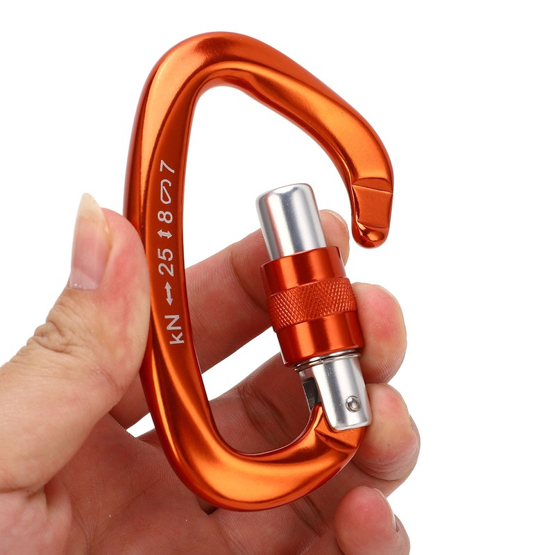 D Carabiner Clip Aluminum Alloy Auto Lock Heavy Duty D