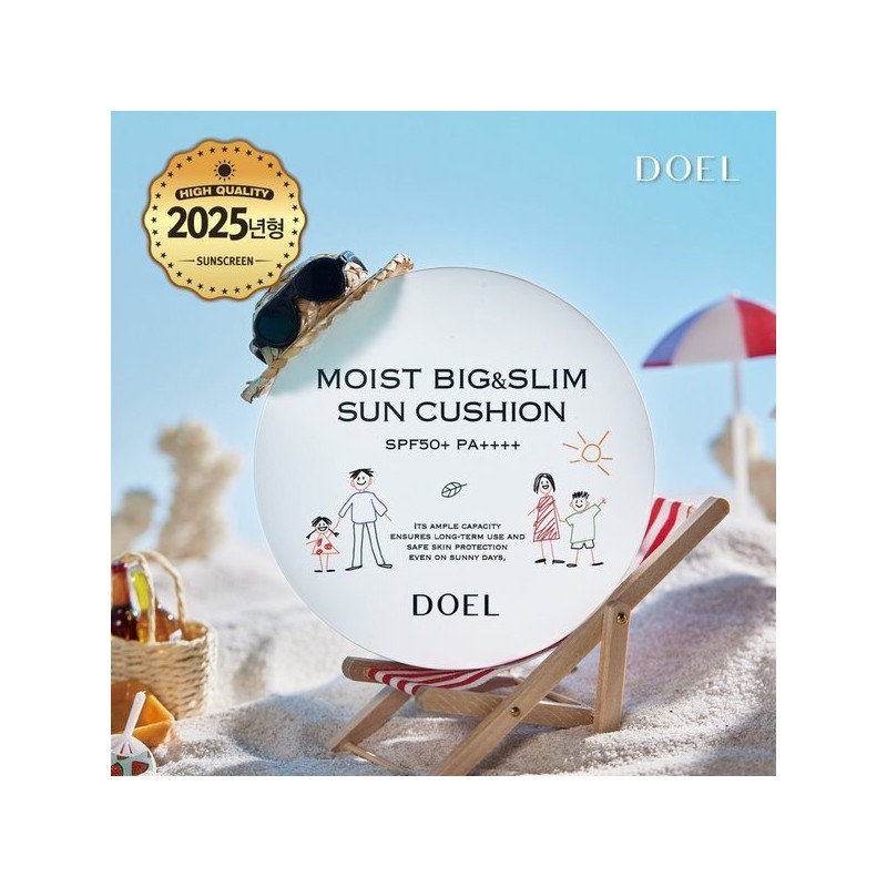 Doel (도엘)(본품 1개) 도엘 촉촉 빅앤슬림 선쿠션 SPF50+ PA++++ 국내최대용량