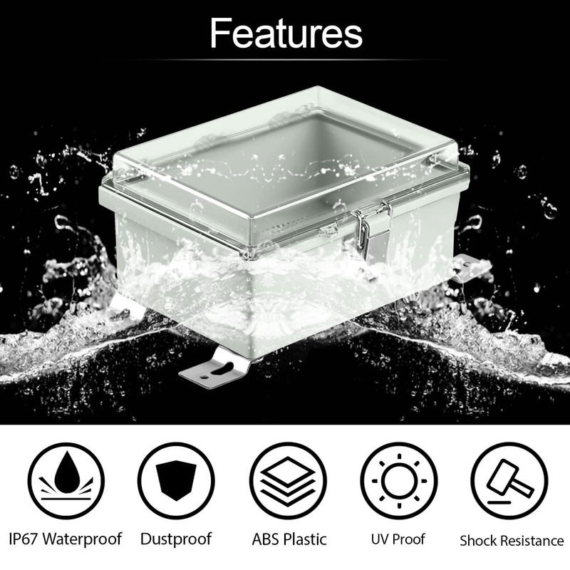 LeMotech Electrical Box, IP67 Waterproof Hinged Clear Cover Stainless Steel