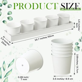 FoldTier 2 Sets Herb Garden Planter Indoor Kit with Trey 10 Pcs Metal Windowsill Plant Pots with Drainage Holes Indoor Herb Planter with Marker and Labels for Home Outdoor Plants(White)