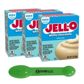 (Pack of 3) Jell-O White Chocolate Sugar Free Instant Pudding and Pie Filling Mix 1 oz - 2 in 1 Measuring Spoon Included