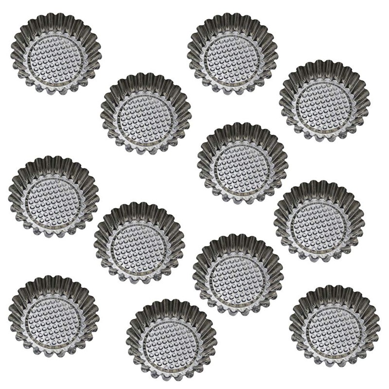 DOITOOL Baking Cup 12pcs Stainless Steel Round Lace Egg Tart