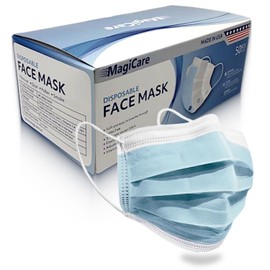 MAGICARE MAGICARE Made in USA Masks - Blue Disposable Face Masks - Medical Grade (ASTM Level 1) - Premium 3 Ply Face Masks Disposable - Comfortable, Soft, Breathable Face Mask for Adults - 50ct Box