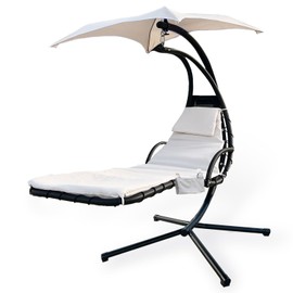 Outdoor Hanging Lounge Chair Replacement Cushion Cover and Umbrella Fabric, Suitable for Curved Chaise Lounge Swinging Hammock Chair Pads, Waterproof Soft Fabric (Cushion Not Included), Khaki