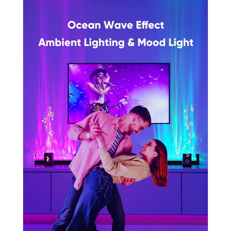 Ocean Wave Lamp RGB LED Light Bar for Bedroom, Cool