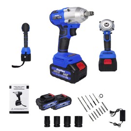 20V Cordless Impact Wrench 1/2 inch, 1/2 Impact Gun Brushless High Torque Wrench Kit with 310 in-lbs & 3200 RPM, 2 Batteries Impact Driver with 1 Charger, LED Light, 4 Sockets, 12 Accessories